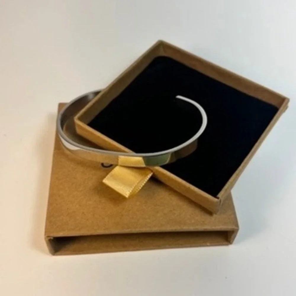 Joycuff Inspirational Cuff Bracelet Silver Tone Preowned Engraved Quote‎